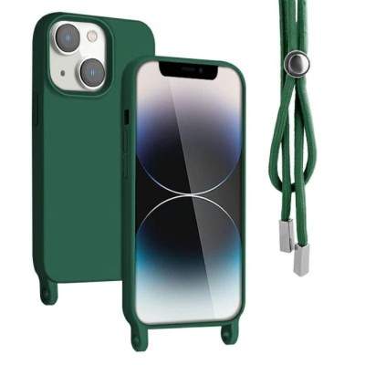 Husa Silicon iPhone 13 6.1 Verde Inchis Snur foto