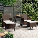 VidaXL Set mobilier bistro, 3 piese, maro, poliratan/sticlă securizată