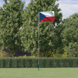 VidaXL Steag Cehia și st&acirc;lp din aluminiu, 5,55 m