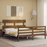 Cadru de pat cu tablie, maro miere, 160x200 cm, lemn masiv GartenMobel Dekor, vidaXL