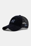 New Era șapcă de baseball din catifea culoarea bleumarin, 60691101
