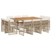 Set mobilier de gradina cu perne, 11 piese, bej, poliratan