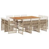 Cumpara ieftin Set mobilier de gradina cu perne, 11 piese, bej, poliratan