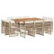Set mobilier de gradina cu perne, 11 piese, bej, poliratan