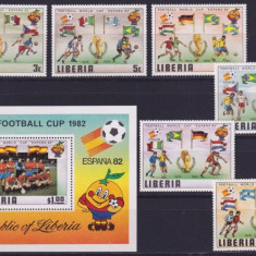 Liberia 1982 - Camp. Mondial de fotbal Spania, serie+colita neuz