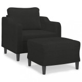 Cumpara ieftin Fotoliu canapea cu taburet, negru, 60 cm, material textil