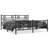 Cumpara ieftin Cadru pat metalic cu tablii de cap/picioare, negru, 183x213 cm