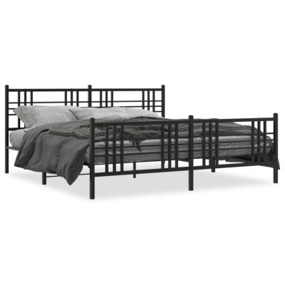 vidaXL Cadru pat metalic cu tăblii de cap/picioare, negru, 193x203 cm foto