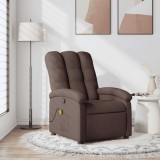 VidaXL Fotoliu de masaj rabatabil, maro &icirc;nchis, material textil
