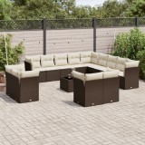 Cumpara ieftin Gossi set mobilier de gradina cu perne, 14 piese, maro, poliratan