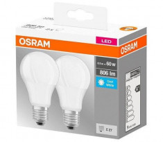 Set 2 becuri LED Osram E27 LED BASE CLASSIC A 8.5W 60W 4000K 806 lm A+ Lumina neutra foto