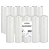 Set 10 role pungi vidat gofrate, dimensiuni 280x3000 mm, transparente, grosime 85 microni, preparare sau depozitare Sous Vide