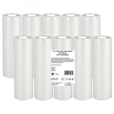 Set 10 role pungi vidat gofrate, dimensiuni 280x3000 mm, transparente, grosime 85 microni, preparare sau depozitare Sous Vide
