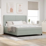 VidaXL Pat cu boxă spring LED și saltea Gri deschis 180 x 200 cm