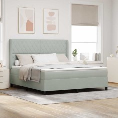 vidaXL Pat cu boxă spring LED și saltea Gri deschis 180 x 200 cm