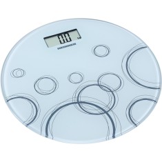 Cantar de baie Heinner Circles 150 HBS-WH150R, 150 Kg, Display LCD, Sticla securizata, Alb