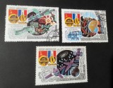 URSS &ndash; Set 3 mărci &bdquo;Cooperare &icirc;n spațiu cu Franța&rdquo;, Interkosmos 1982, obliterate &ndash;40