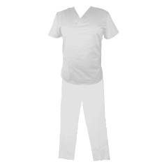 Costum Medical Pe Stil, Alb cu Elastan, Model Classic Barbati - S, S