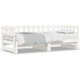 vidaXL Pat de zi extensibil, alb, 2x(90x200) cm, lemn masiv de pin