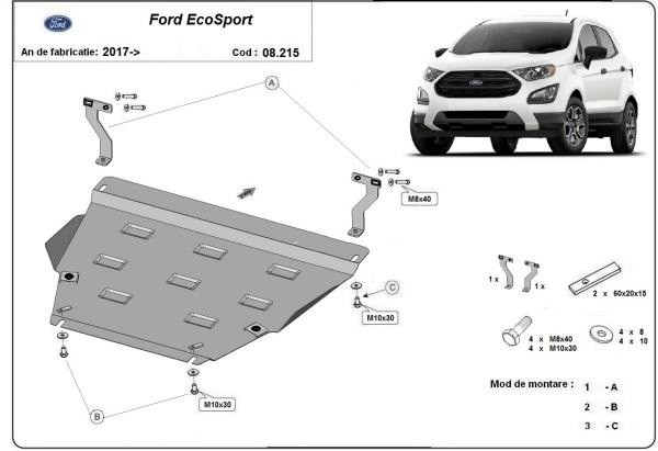 Scut motor metalic Ford Ecosport 2018-prezent