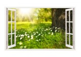 Sticker decorativ, Fereastra 3D, Flori, 85 cm, 313STK, natura si peisaje