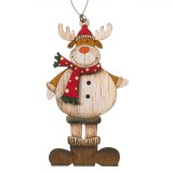 Ornament Crăciun, Vintage, Cerb Lemn, Fular Roșu, 11.5cm, Oem