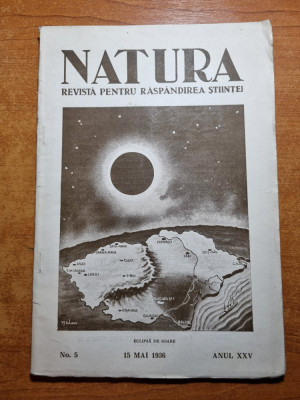 natura 15 mai 1936-eclipsa de soare,oboseala nervoasa,harta romania mare foto