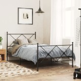 VidaXL Cadru pat metalic cu tăblii de cap/picioare, negru, 107x203 cm
