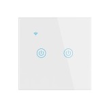 Cumpara ieftin Intrerupator inteligent cu touch Open, Wi-Fi, fara nul, 2 canale, 10A, sticla securizata, Tuya, Smart Life, compatibil Amazon Alexa Google Assistant