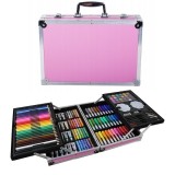 Cumpara ieftin Set pictat si desen, 145 piese, gentuta depozitare stil geamantan, maner rezistent, 34 x 23 x 9 cm, roz , complet, educativ si usor de transportat pen