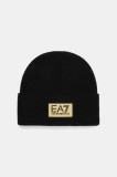 EA7 Emporio Armani pălărie din amestec de l&acirc;nă culoarea negru, AF18021.7X000247