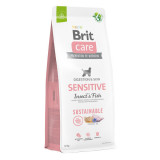 Brit Care Sustainable Sensitive, XS-XL, Insecte și Pește, hrană uscată c&acirc;ini, piele &amp; blană, sistem digestiv, 12kg