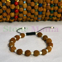 Bratara rudraksha 8mm si onix alb 4mm