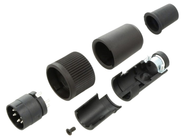 Conector circular 5 pini, 6A, IP40