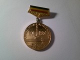Medalia Canalul Dunare- Marea Neagra , 1976 - 1984 metal si email , d= 3,5 cm