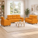 Cumpara ieftin Set de canapea 3 pcs Galben Intunecat Tesatura
