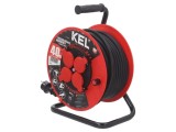 Prelungitor alimentare KEL 3x2,5mm&sup2; bobinat cu 4 prize, gumă negru