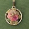 PANDANTIV VINTAGE DIN METAL AURIU CU MODEL FLORAL DIN PORȚELAN LUCRAT MANUAL
