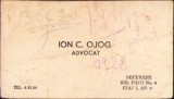 A508 Carte vizită Ion Ojog, poet, publicist și avocat Dorohoi, Iași, București