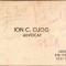 A508 Carte vizită Ion Ojog, poet, publicist și avocat Dorohoi, Iași, București