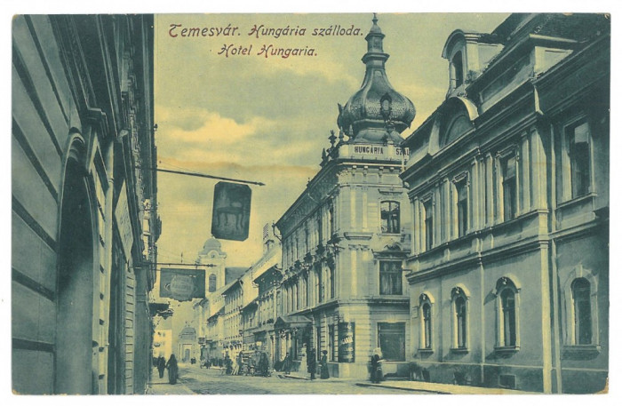 3014 - TIMISOARA, behind the street the SYNAGOGUE - old postcard - used - 1929