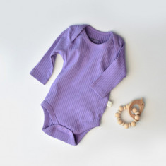 Body Bebe Unisex cu maneca lunga din 95% bumbac organic cu 5% elastan - Mov, BabyCosy (Marime: 9-12 luni)