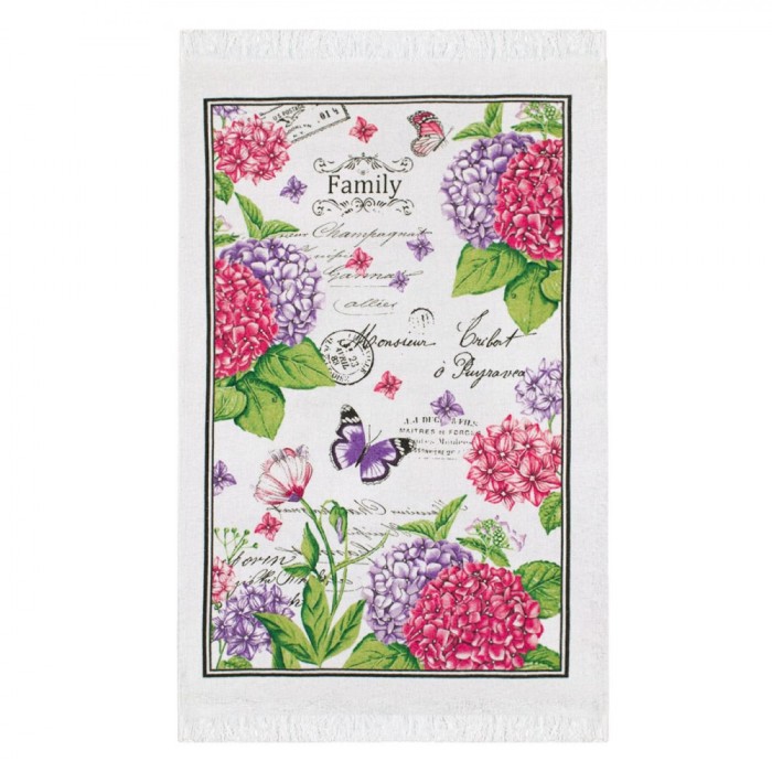 Prosop de Bucătărie, Model Flori și Fluturi, Bumbac, Dimensiuni 60x35 cm, Multicolor