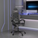 Cumpara ieftin Scaun de gaming pivotant, negru și gri, piele ecologică