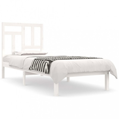 Cadru de pat, alb, 90x200 cm, lemn masiv de pin foto