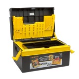 Cutie scule Handy, 380 x 220 x 270 mm, plastic, 6 compartimente, Negru/Galben