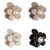 Set Clame Păr Femei, Multicolor, Floare, 4 Bucăți, 4 cm, Margea Albă Cu Margine Roz Aurie, Oem