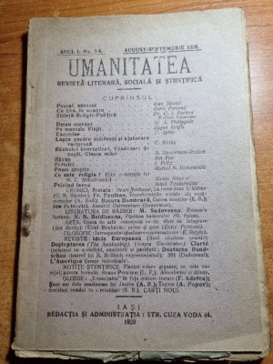 umanitatea august-septembrie 1920 - anul 1,nr.3-4 - ioan slavici,c.i.parhon foto