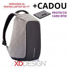 Rucsac laptop Bobby XL antifurt gri 17&amp;quot; - Original XD Design + Cadou foto