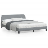 VidaXL Cadru de pat cu tăblie, gri deschis, 160x200 cm, textil